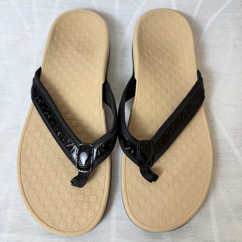 Vionic Casandra Black Orthotic Flip Flop Sandals Womens 10 TVW5542 Excellent